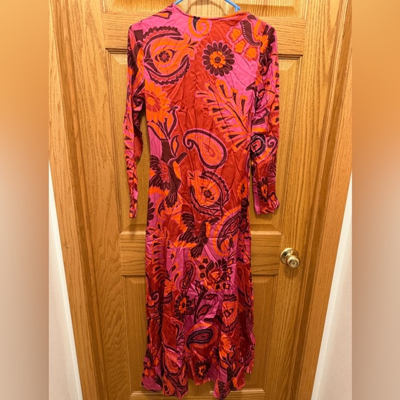 NWT Farm Rio Pink Bold Floral Long Sleeve Maxi Dress XS - Picture 5 of 5